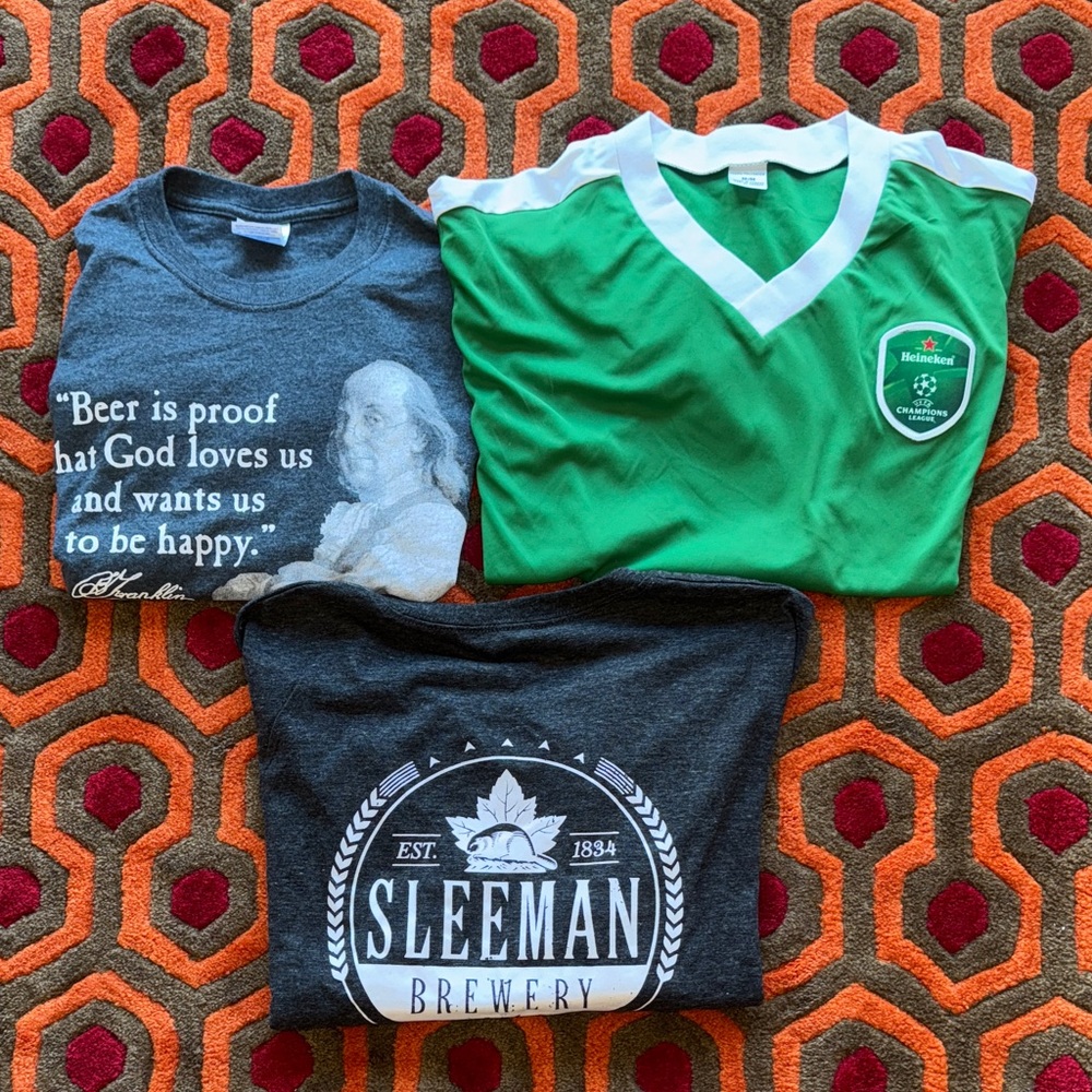 Lot of 3 Beer t-shirts Sleeman Brewery Heineken Franklin Men's M & S